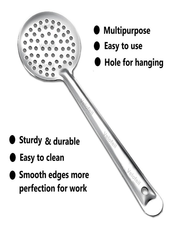 Velofeil مغرفة طهي متعددة الأغراض من الفولاذ المقاوم للصدأ بمقبض كبير من فيلوفيل، طولها 36 سم، مناسبة للقلي العميق وتصفية البوري والبطاطس المقلية وغيرها الكثير من المواد الغذائية. - Image 4